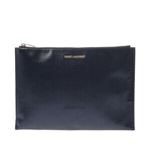 SAINT LAURENT Black Enamel Clutch Bag